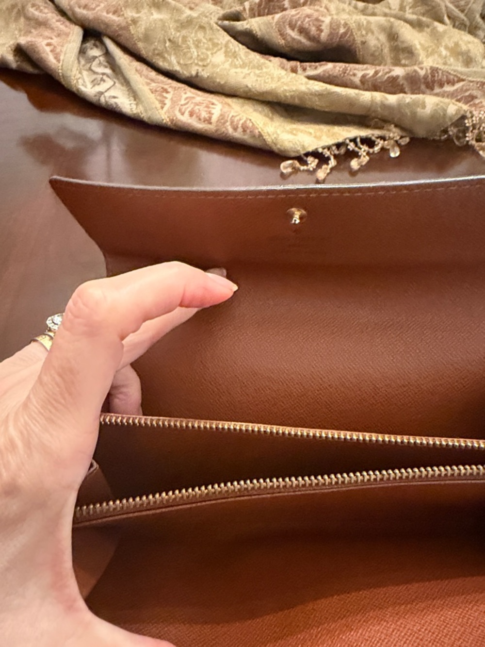 Louis Vuitton Monogram Canvas Long Wallet - Brown/Gold Accents - Picture 6 of 12